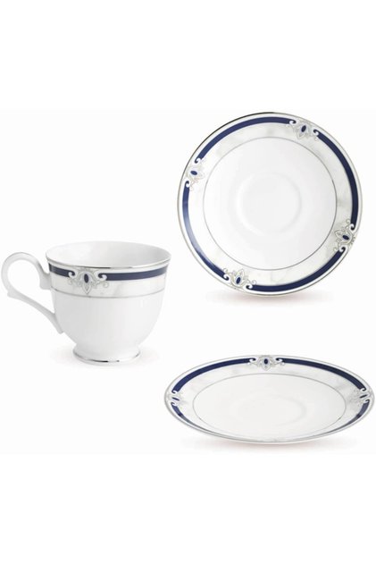 Miami Collection 12 Pcs Tea Set/Cup & Saucer Set Platinum Plated