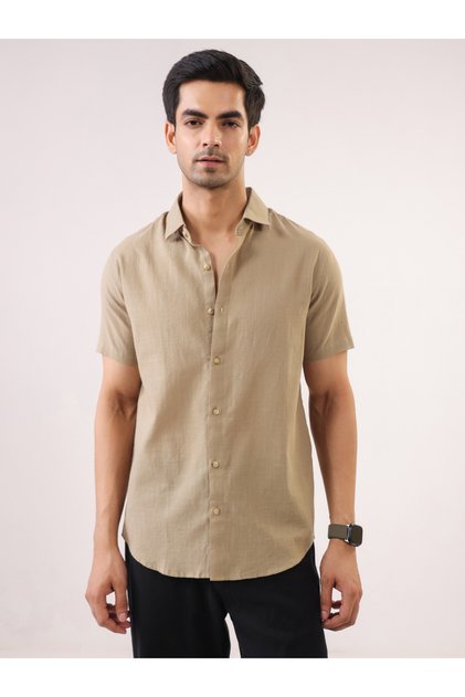 Men Solid Regular Fit Cotton Shirt