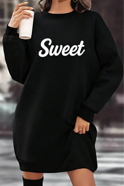 Unisex Printed Crew Neck Sweatshirt Dress