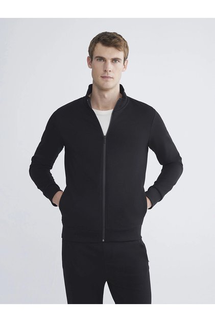 Southblue Black Mock Neck Men's Zippered Sweatshirt