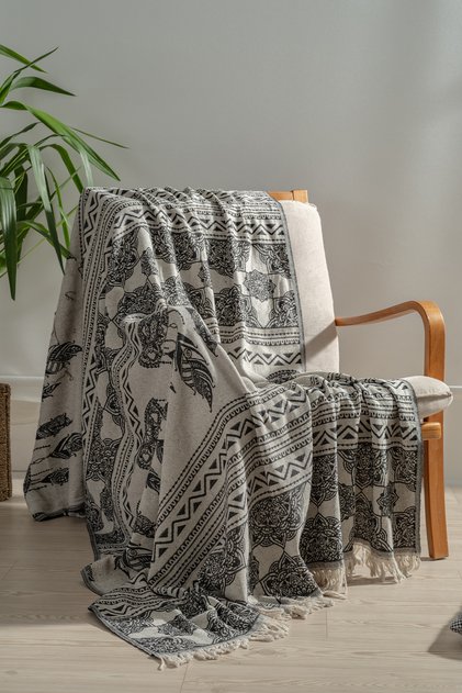100% Cotton Sofa Throw Tv Blanket, Black the Art 130X170 cm High Quality Cotton Fabric