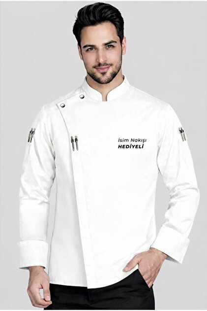 İsim Hediyeli Prestij Chef Profesyonel Şef Aşçı Beyaz Aşçı Forması Aşçı Gömleği Aşçı Kıyafetleri