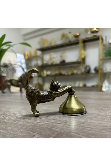 PİRİNÇ DÖKÜM ESNEYEN KEDİ MUM SÖNDÜRÜCÜ-ANTİK BRONZ