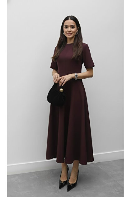 burgundy midi dress reviews My Blog Flared - 05174 Color:Red+Black Blue Black And White Precision Tailoring The short cowl sleeves