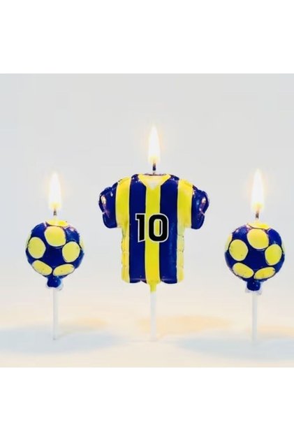 Taraftar Temalı Futbol Topu Sarı Lacivert Mum Set