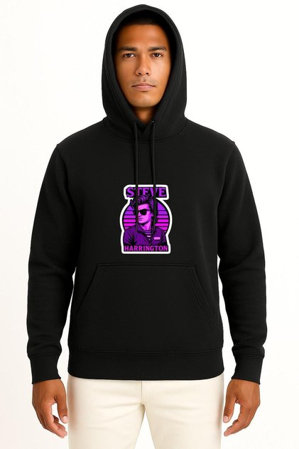 Hooded Stranger Things Steve Harrington Sticker Chest Printed Unisex Sweatshirt