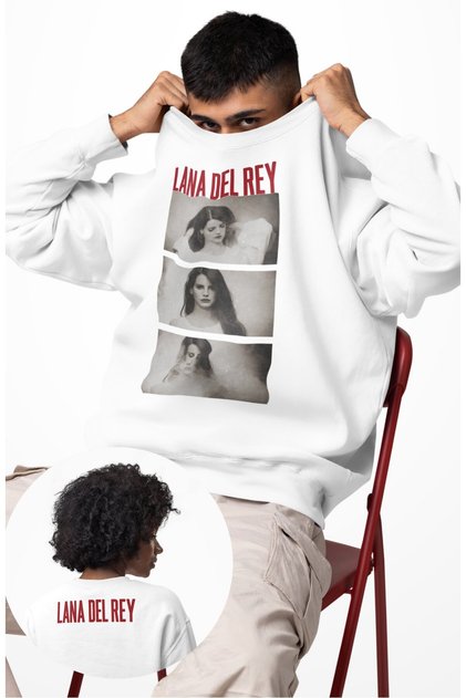 Unisex Oversized Lana Del Rey Ense Printed Crew Neck Hoodless Sweatshirt