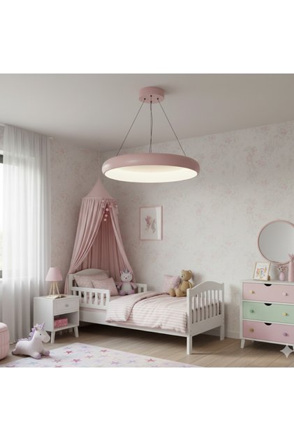 3 Işıklı, Çocuk Odası, Sarkıt Avize, Çember Led, Modern Aydınlatma, 50 cm çap
