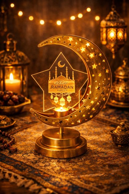 هلال ليالي رمضان الذهبي المضيء