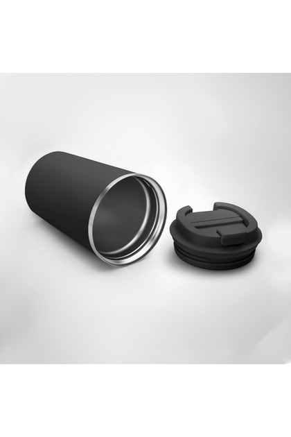 Cană termos portabilă pentru cafea, capacitate 350 ml, pereți dubli, negru