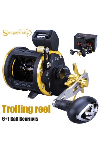 Left Hand Sougayilang Trolling Fishing Reel Thread Count Device Baitcasting Reels Pesca Ocean Fishin