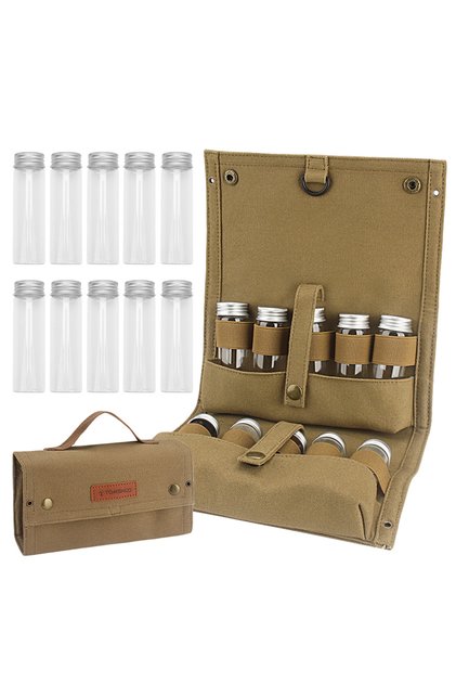 Khaki Tomshoo Durable BBQ Storage Bag w 10 Bottles Outdoor Camping Portable Picnic Barbecue Season