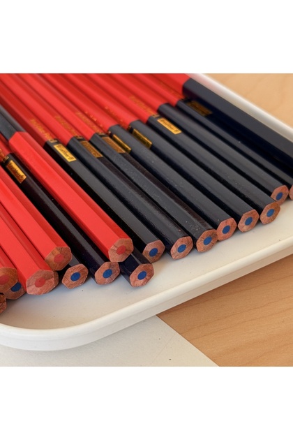 10 Pcs Ergonomic Red & Blue Carpenter Pencils - Durable Wood Construction Marking Tools for Architec