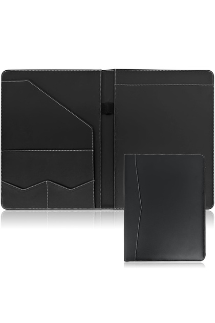 Black Professional Padfolio Portfolio Folder Faux Leather Resume Organizer with Document Pockets Car