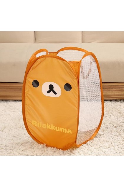 1PCS Hot Japan Rilakkuma Mesh Folding Large Capacity Laundry Basket Cartoon Portable Storage Frame D