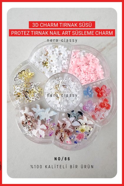 3D Renkli Desenli Charm, Takma Tırnak Süsü Charm, Takma Tırnak & Aksesuarı