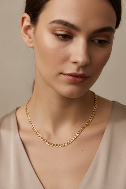 Steel Italian Noa Chain Necklace 6 mm Gold Color |   Non-Tarnishing, Women'S, 2-Year Warranty