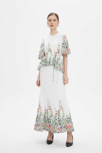 Navy Floral Maxi Belted Dress