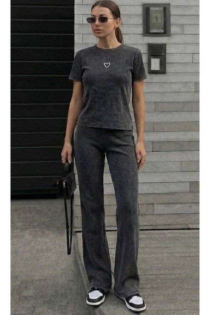 Flared bottom and top tracksuit set