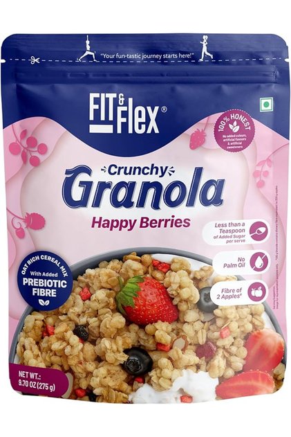 Fit & Flex Baked Granola Happy Berries Ready to Eat,Zero ,No Palm Oil 275GR