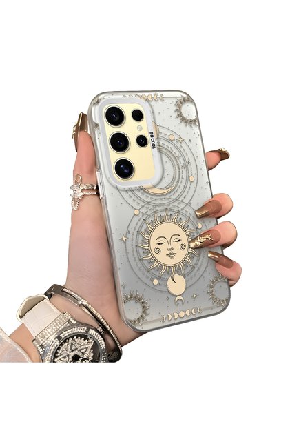 Samsung Galaxy S24 Ultra Compatible Silicone Edge Hard Back Anti-Fall Case Moon Pattern