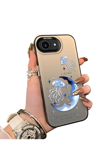 iPhone 16E Compatible Silicone Edge Hard Back Anti-Fall Case Sponge Fish Pattern