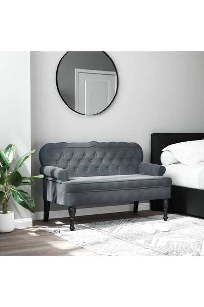 Bench with Backrest Dark Grey 119.5x64.5x75 cm Velvet