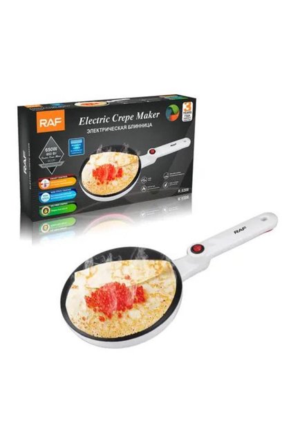 Crepe Maker with Handle Instant Crepe Maker 600W 8-inch Non-Stick Surface Smart Control White