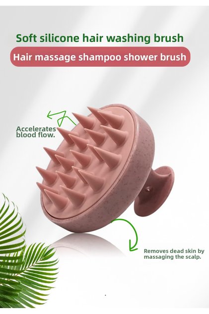 Soft Silicone Hair Washing Brush / Hair Massage Shampoo Shower Brush (Pink)