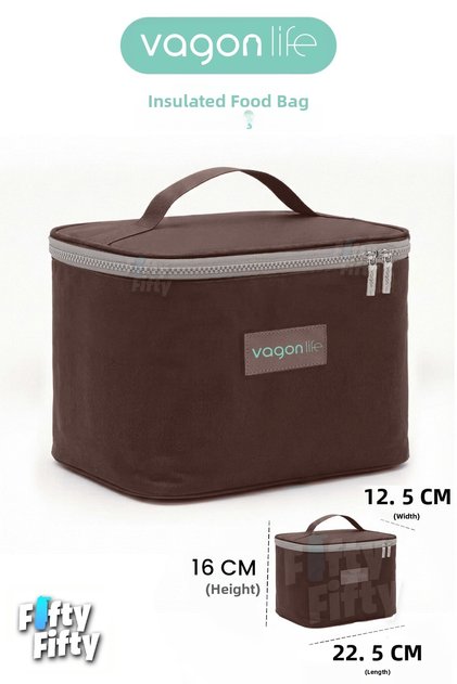 Heat Insulated Thermal Meal Lunch Box Food Carry Thermos Bag with Hot & Cold Pockets -Ffb1063