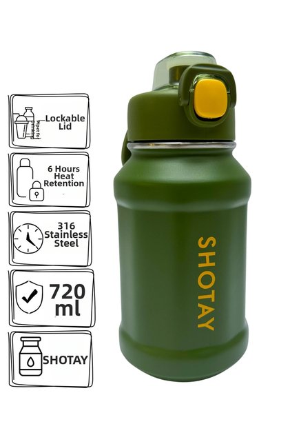 720 ml 316 Stainless Steel Sports Thermos with One-Key Opening Lid Leakproof – Lilac & Green