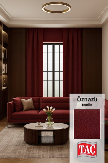 Natural Texture Linen Look Background Curtain – Extra-Firm Gathered, Rich Color Cartel Model, Simple and Stylish