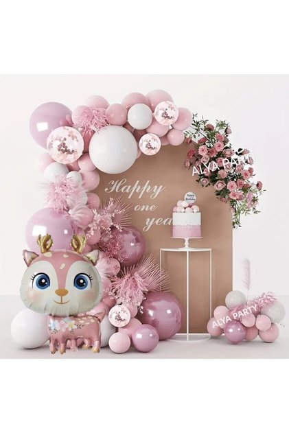 Party Baby Gazelle with Plenty of Balloons Birthday Set Birthday Concept