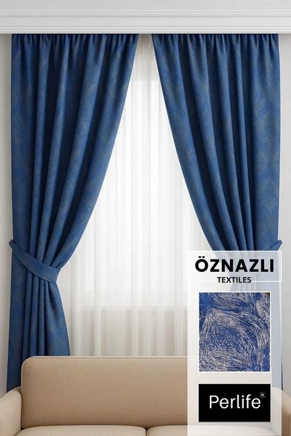 Embossed Floor Heavy Weight Luxury Background Curtain (Suitable for Cornice with Non-Pleated Straight Planting Sleeve Tie)