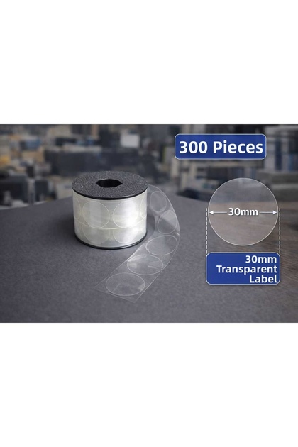 Round Cut Transparent Adhesive Tape Label 300 Pieces Roll 3 cm Diameter Label (3X3)Cm