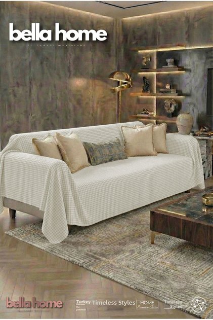 Pötikare Fleece Sofa Cover - Soft Texture & Modern Design - Cream