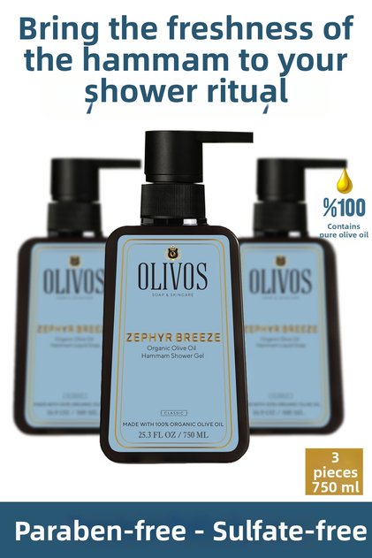 Natural Olive Oil Bath Scented Bath and Shower Gel Olive Oil Skin Nourishing Moisturizer 3 PCS 750ML