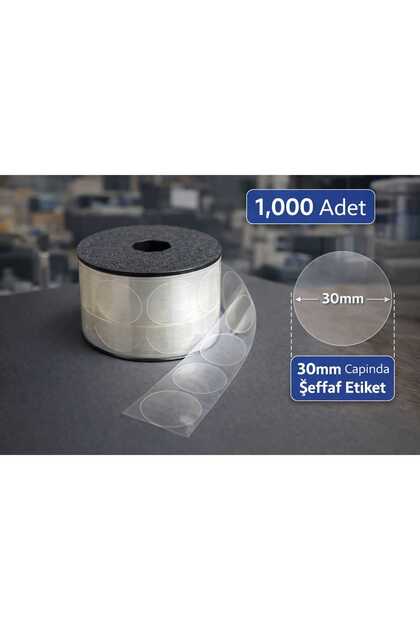 Yuvarlak Kesim Şeffaf Çıkartma Bant Etiket 1.000 Adetlik Rulo 3 Cm Çapında Etiket (3x3)cm