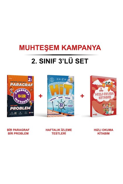 2 Sınıf Muhteşem 3 Lü Set-Bir Paragraf Bir Problem--(HİT)Haftalık Deneme Sınavı--Hızlı Okuma Kitabım
