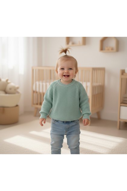 Stretchy Crew Neck Thessaloniki Knit Unisex Baby and Kids Sweater