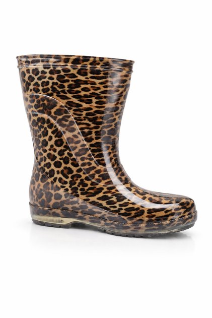 Leopard Patterned Waterproof Women's Rain and Garden Boots – Pvc Boots with Non-Slip Soles