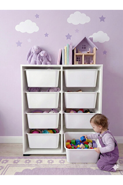 decosense 8 Çekmeceli Çok Amaçlı Oyuncak Dolabı ve Saklama Ünitesi