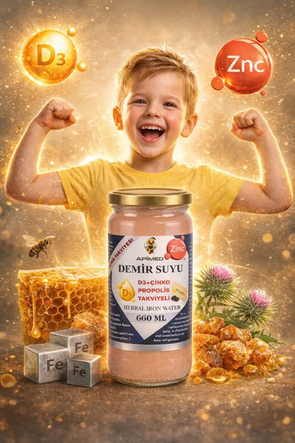 Demir Suyu 500ml x 2Adet - Bitkisel Demir Desteği Vitamin D3 + Çinko + Propolis Takviyeli Set
