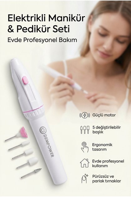 Pilli Manikür-pedikür Seti 5 Başlıklı Beyaz