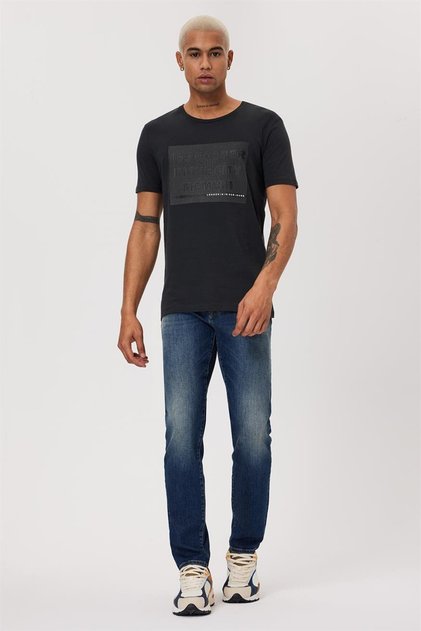 Patrice Bărbați bumbac 100% O Neck tricou Antracit