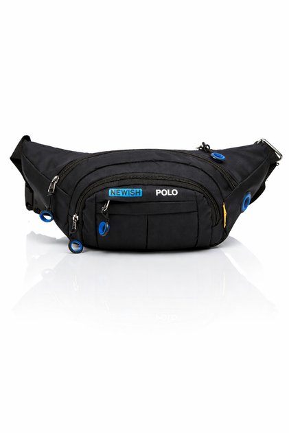 Black Unisex Waterproof Headphone Outlet Cross Strap Shoulder Sports Waist Bag Daily Hiking Outdoor