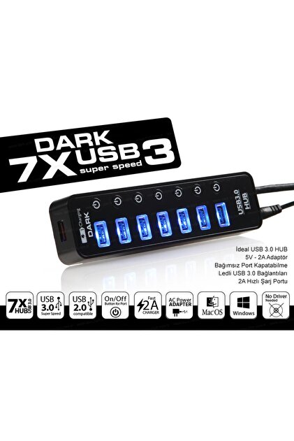 Dark DK-AC-USB371 7+1 Hızlı Şarj Adaptörlü - Fiyatı, Yorumları