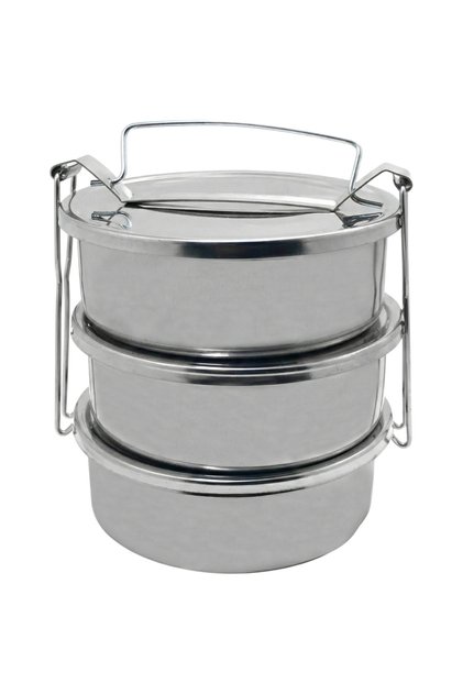Stainless Steel Household Food Container 3-Tier Food Container 16X6 cm 1 Lt X 3 Pieces for 3 People