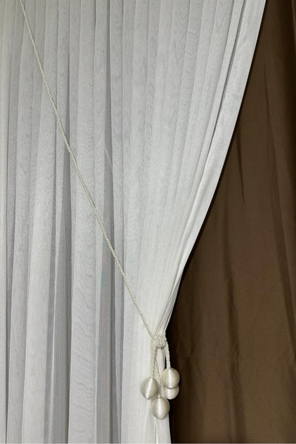 Steel Tulle Curtain - Right Wing Double-Breasted Model - Wrinkle-Free Texture (1/3 Tightly Pleated)