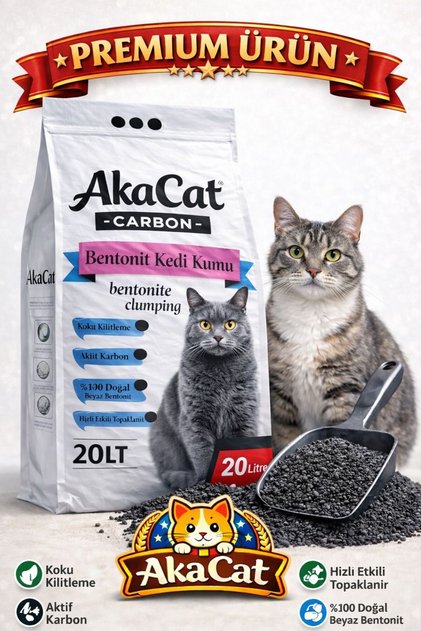 Aktif Karbonlu Ince Taneli Topaklanan Kedi Kumu 20 lt